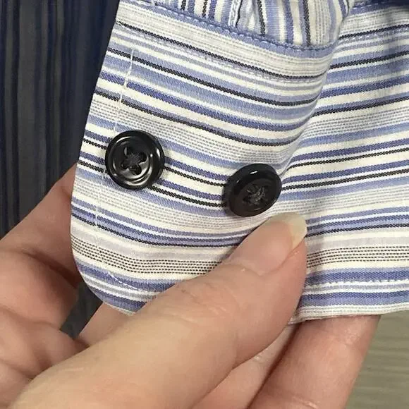 Vintage David Taylor Men’s XL Blue Striped Shirt Button Down Long Sleeve TLC - Picture 3 of 6